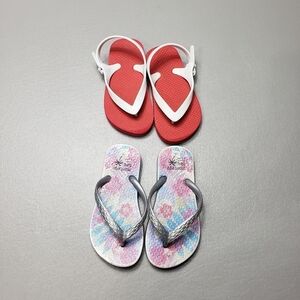 toddler girls lot of 2 pairs of flip flops size 7-8